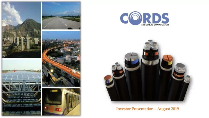 investor presentation august 2019 safe harbour