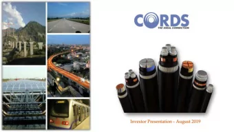 Investor Presentation  August 2019  Safe Harbour This presentation and the accompanying slides