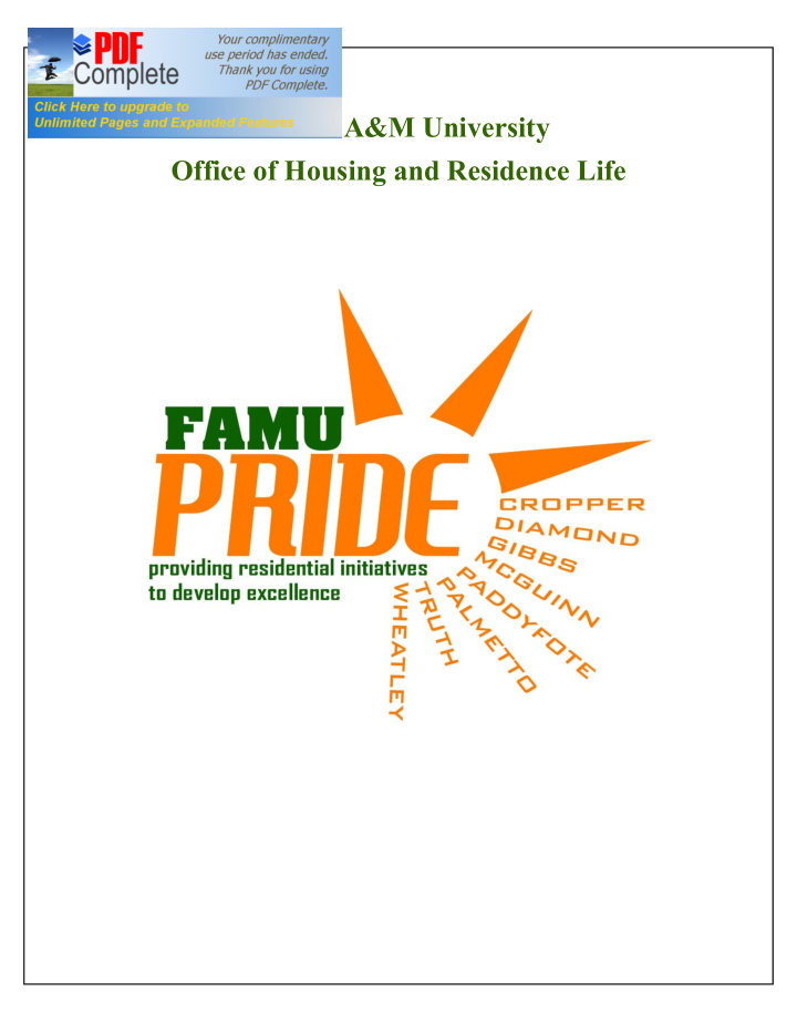florida a m university office of housing and residence