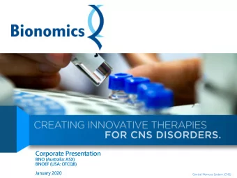 Corporate Presentation  BNO (Australia: ASX)  BNOEF (USA: OTCQB)  Januar  ary  y 202  020  Central