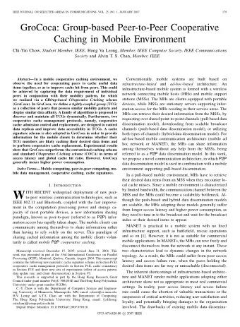 W  ITH RECENT widespread deployment of new peer-  MSS and the MHs could become a scalability