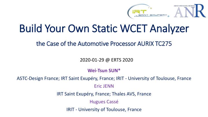 build your own static wcet analyzer