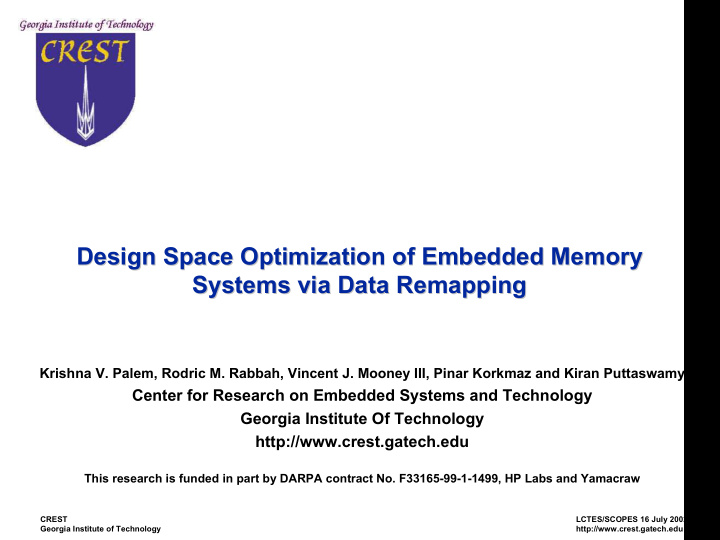 design space optimization of embedded memory design space