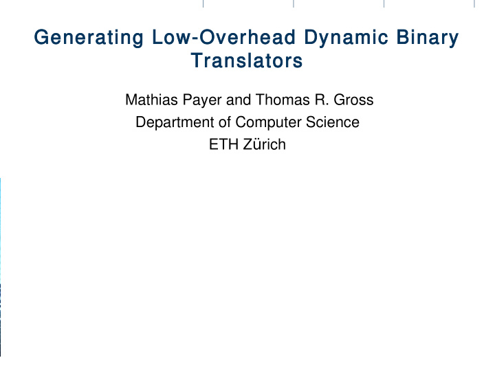 generating low overhead dynamic binary translators