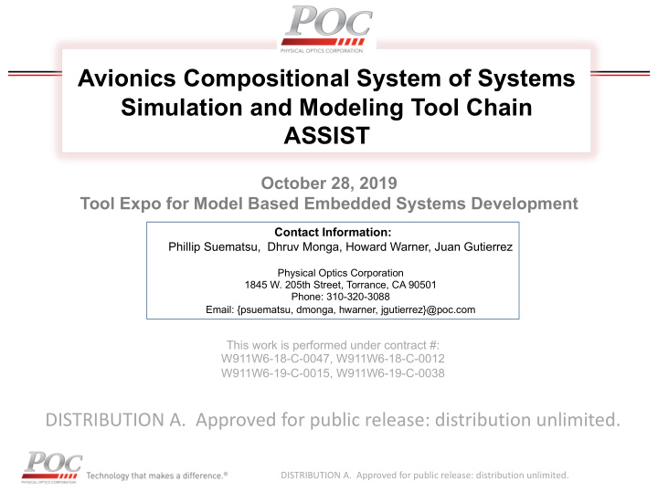 avionics compositional system of systems simulation and