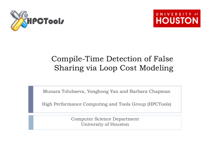 compile time detection of false sharing via loop cost