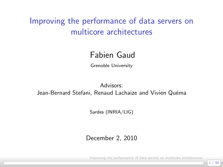 improving the performance of data servers on multicore