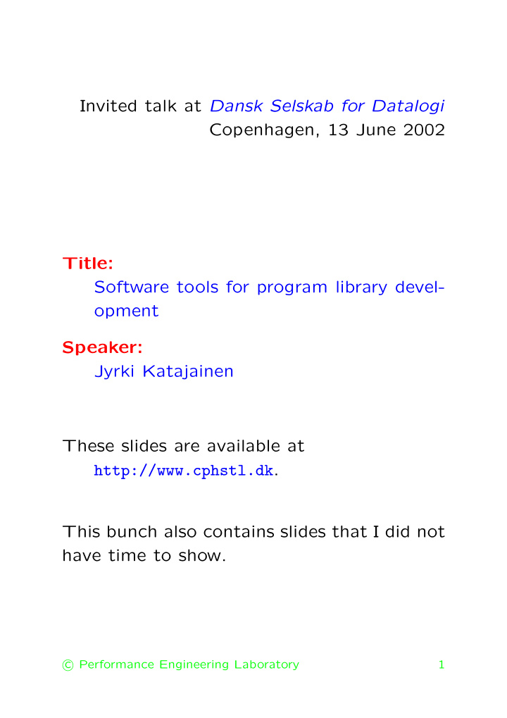 invited talk at dansk selskab for datalogi copenhagen 13