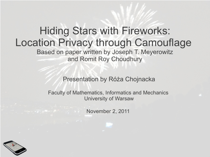 hiding stars with fireworks location privacy through