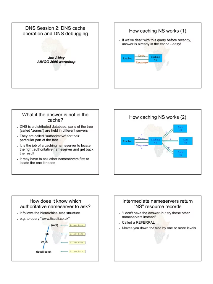dns session 2 dns cache how caching ns works 1 operation