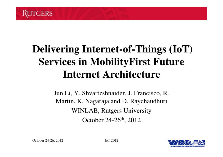 delivering internet of things iot services in