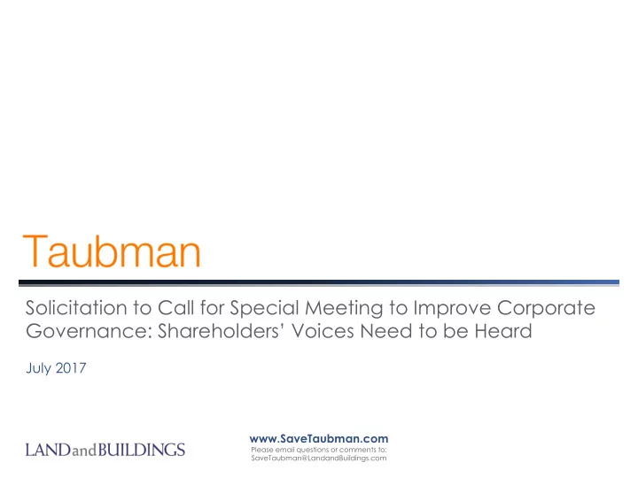 solicitation to call for special meeting to improve