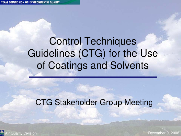control techniques guidelines ctg for the use of coatings