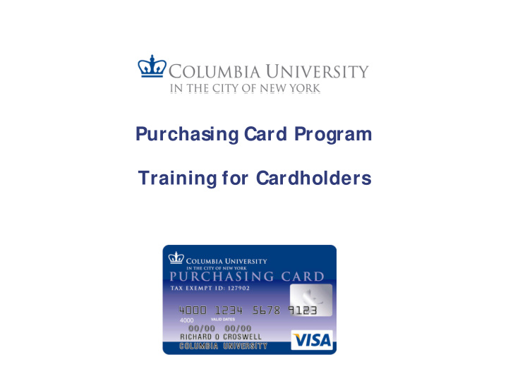 purchasing card program training for cardholders