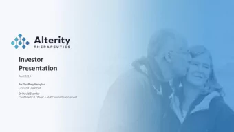 Investor  Presentation  April 2019  Mr Geoffrey Kempler  CEO and Chairman  Dr David Stamler Chief