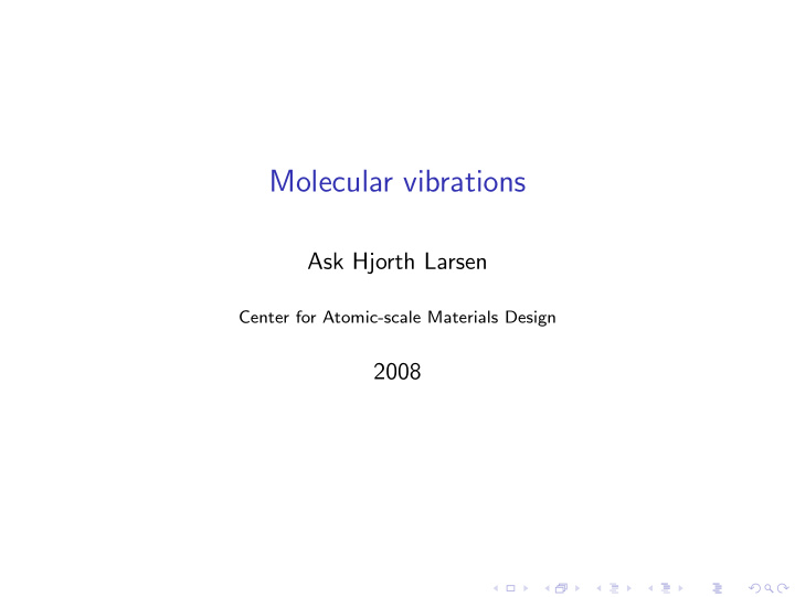 molecular vibrations