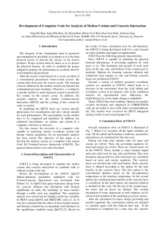 Development of Computer Code for Analysis of Molten Corium and Concrete Interaction  Sang Ho Kim,