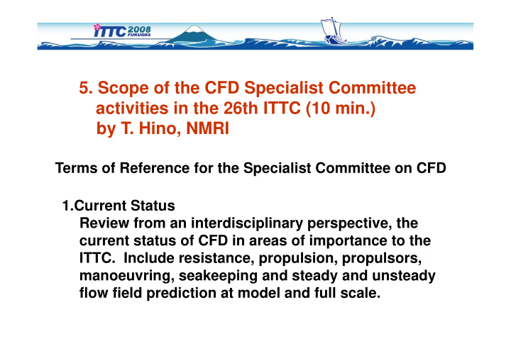 5 scope of the cfd specialist committee activities in the