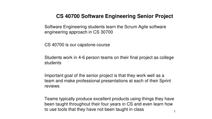 cs 40700 software engineering senior project
