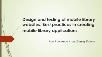 mobile library applications  John Paul Anbu K. and Sanjay Kataria Introduction  Desktop