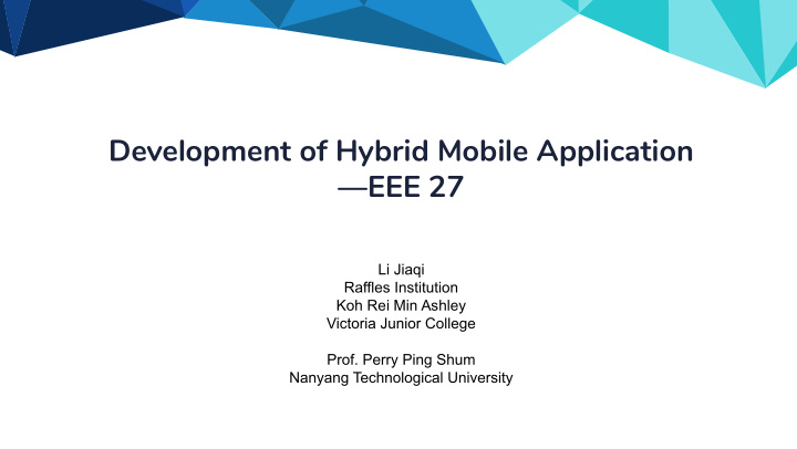 development of hybrid mobile application eee 27