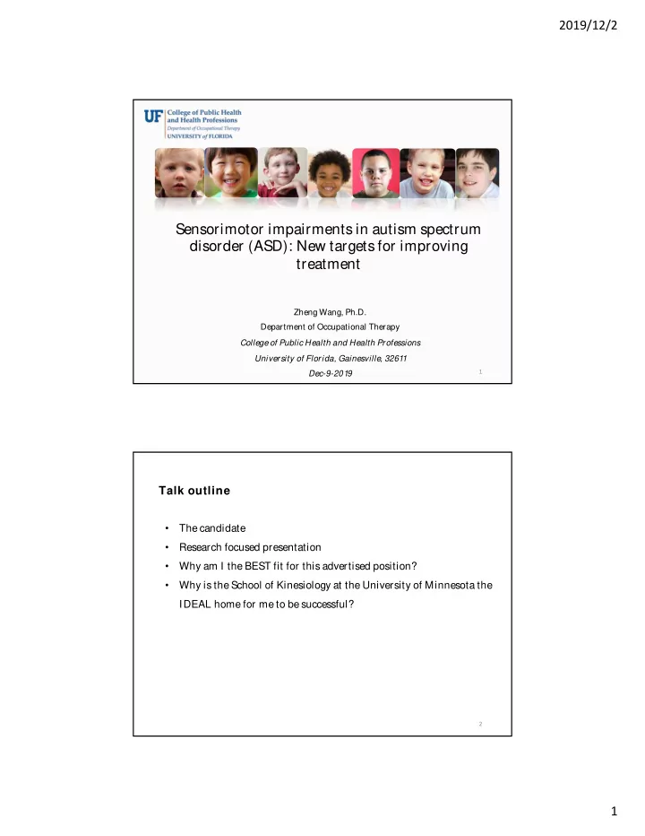 sensorimotor impairments in autism spectrum disorder asd