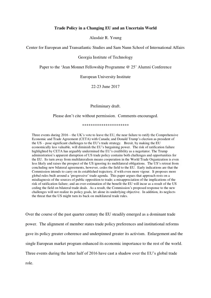 trade policy in a changing eu and an uncertain world