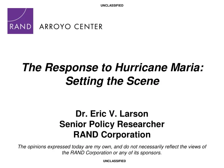 the response to hurricane maria setting the scene
