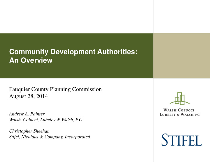 community development authorities an overview