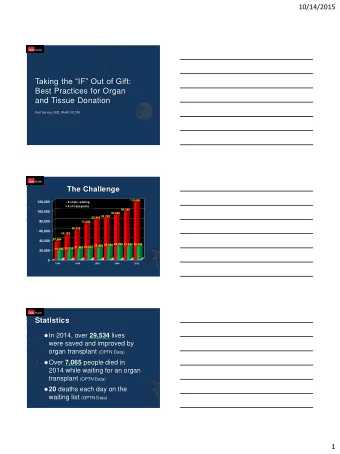 Taking the IF Out of Gift:  Best Practices for Organ  and Tissue Donation  Karl Serrao, MD,
