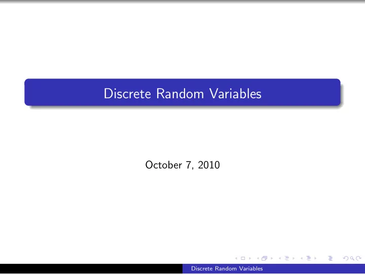 discrete random variables