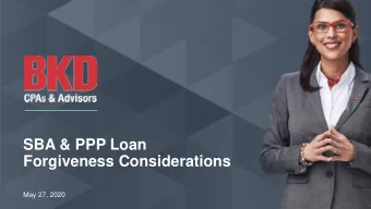 SBA &amp; PPP Loan  Forgiveness Considerations  May 27, 2020  Presenters  Jonathan Penick, CPA