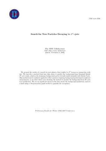 Search for New Particles Decaying to Z 0 +jets  The CDF Collaboration  URL http://www-cdf.fnal.gov