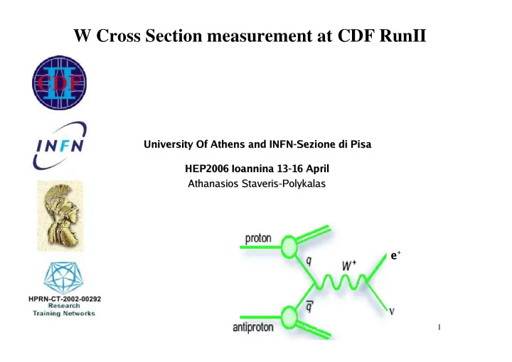 w cross section measurement at cdf runii