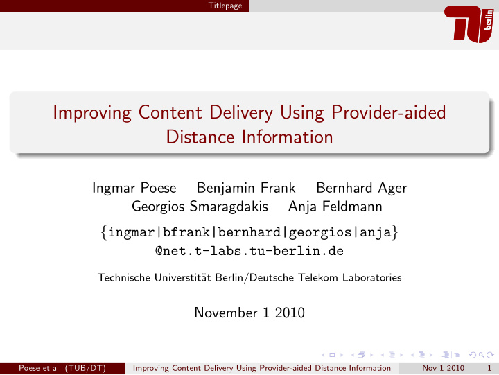 improving content delivery using provider aided distance
