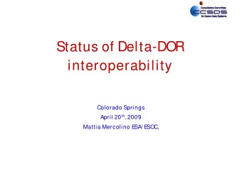 Status of Delta-DOR  interoperability  Colorado Springs April 20 th , 2009  Mattia Mercolino E  SA/