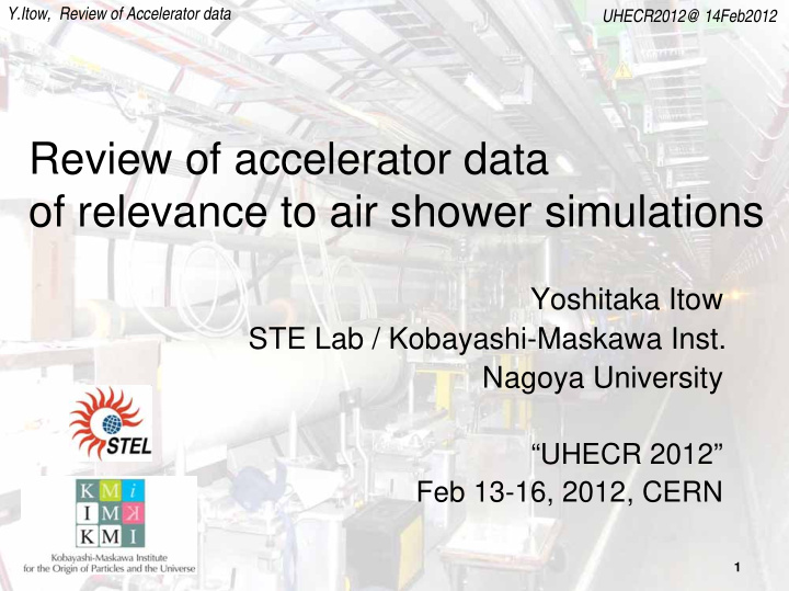 review of accelerator data of relevance to air shower