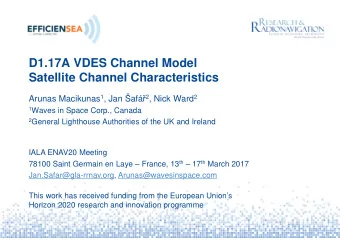 D1.17A VDES Channel Model  Satellite Channel Characteristics Arunas Macikunas 1 , Jan af  2 ,