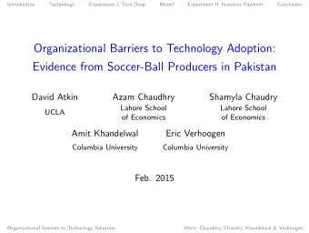 Organizational Barriers to Technology Adoption:  Evidence from Soccer-Ball Producers in Pakistan