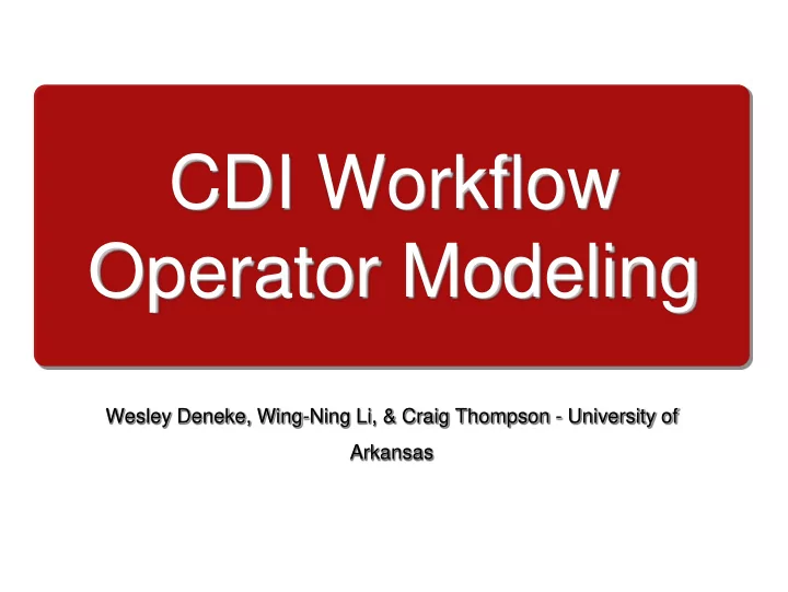 cdi workflow operator modeling
