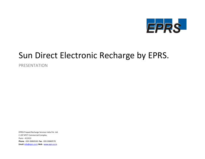 sun direct electronic recharge by eprs