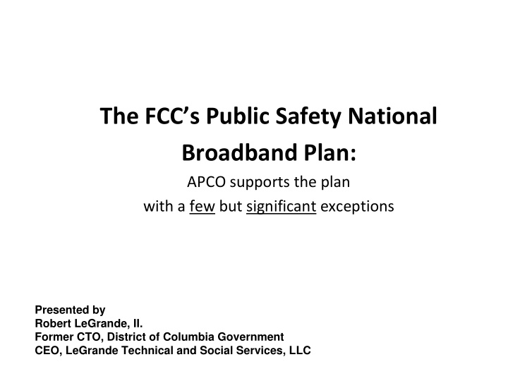 the fcc s public safety national broadband plan