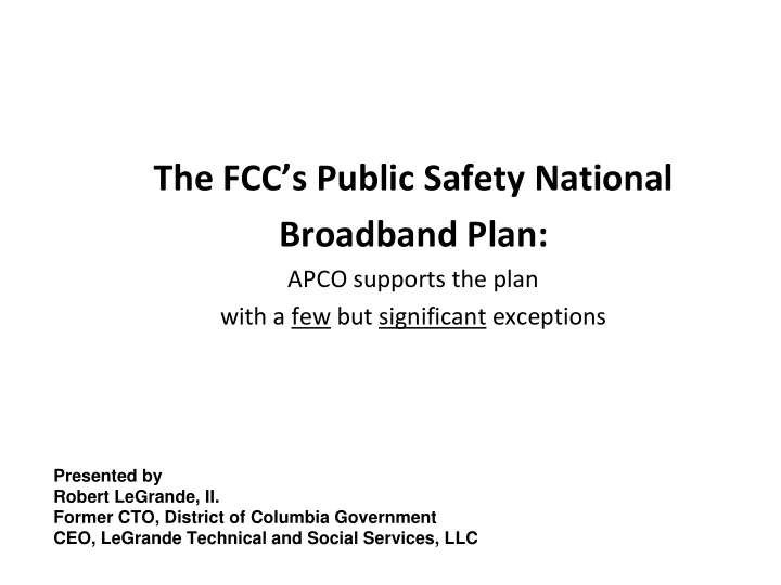 the fcc s public safety national broadband plan