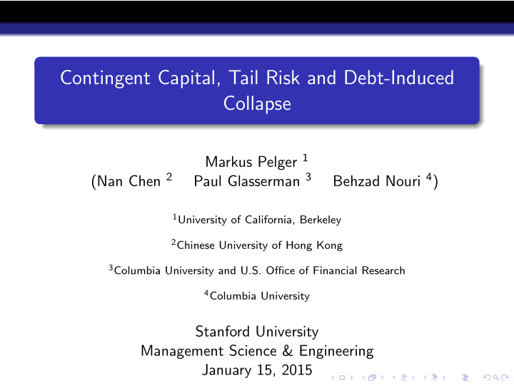 contingent capital tail risk and debt induced collapse