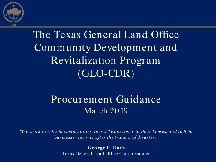 the texas general land office community development and