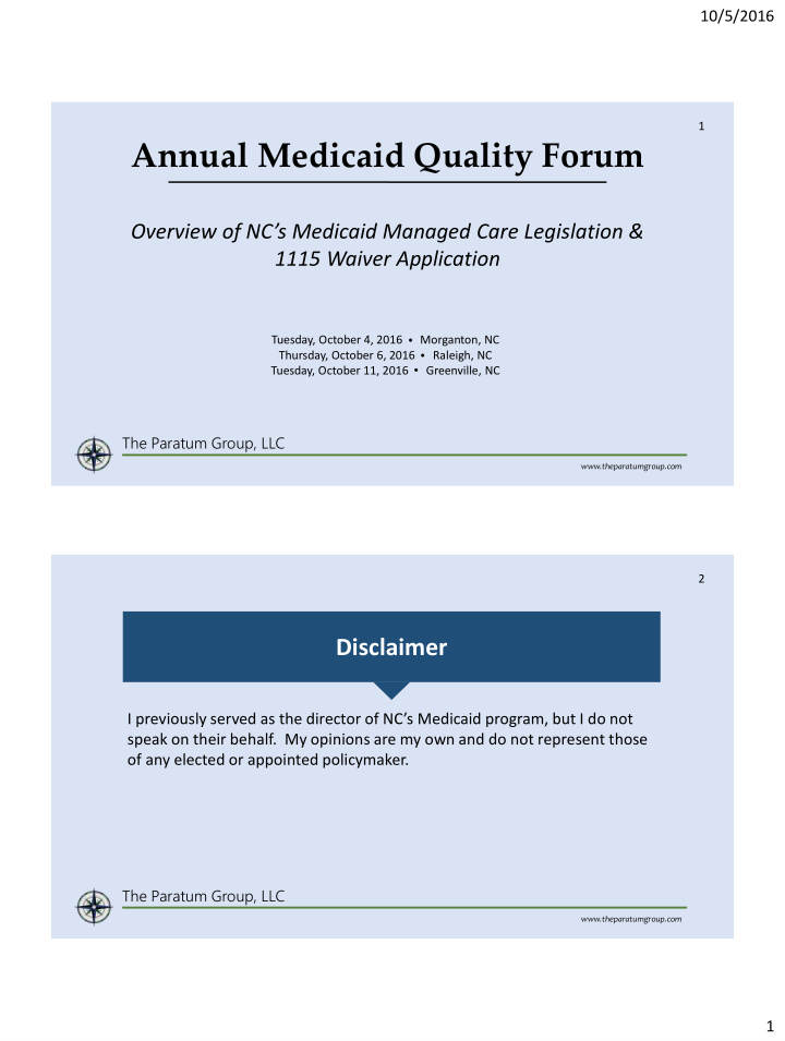 annual medicaid quality forum