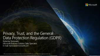 Data Protection Regulation (GDPR)  Robertas T  amosaitis  Microsoft Business Solution Sales