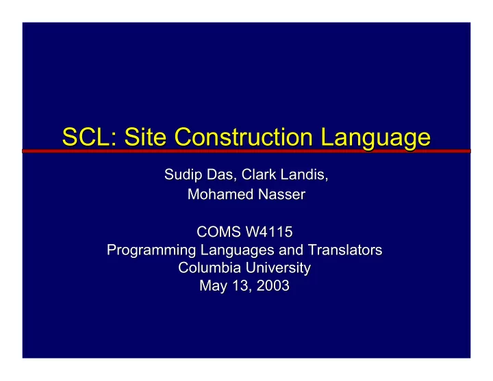 scl site construction language scl site construction