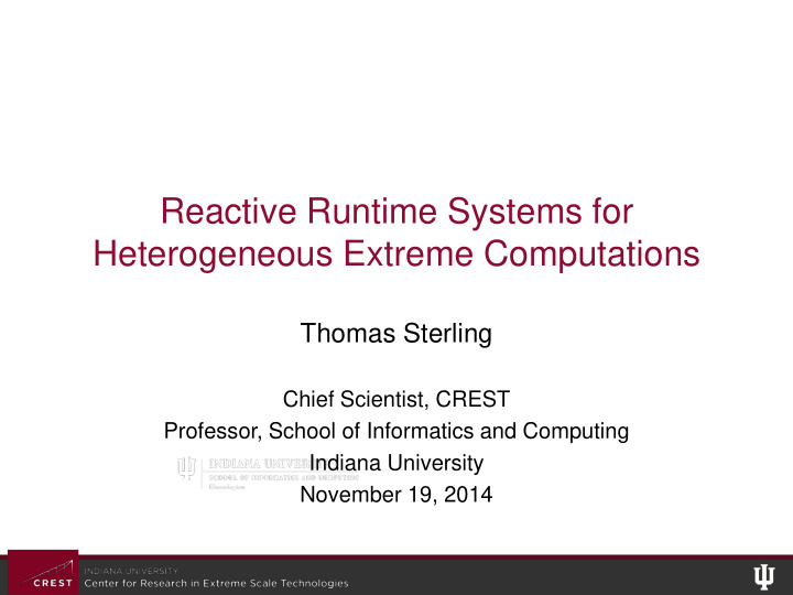 reactive runtime systems for