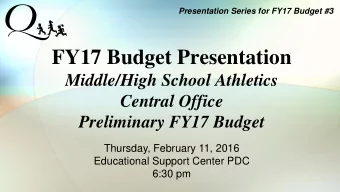 Presented by:  Mark Miville, Athletic Director  Athletic Director  Athletic Trainer